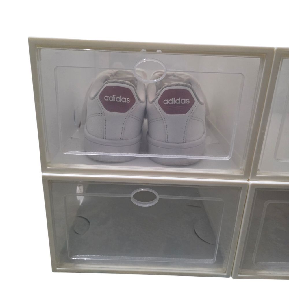 Stackable White Interlocking Shoe Storage Organizer - Picture 3 of 4